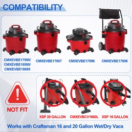 4 Pack CMXZVBE38749 Vacuum Dust Bags Replacement for 16 and 20 Gallon CRAFTSMAN Shop Vacuums CMXEVBE17595, CMXEVBE17596