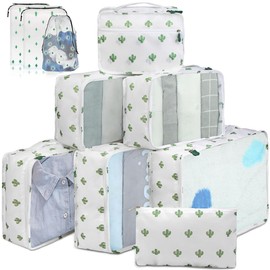 10 Packing Cubes for Suitcases – Luggage Organiser in Various Sizes – Mesh Travel Packing Cube Set in Assorted Colours (Cactus 10 Mixed Sizes)