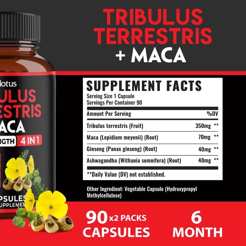 Zolotus 2 Paquetes Tribulus Terrestris Con Maca 90 Cápsulas
