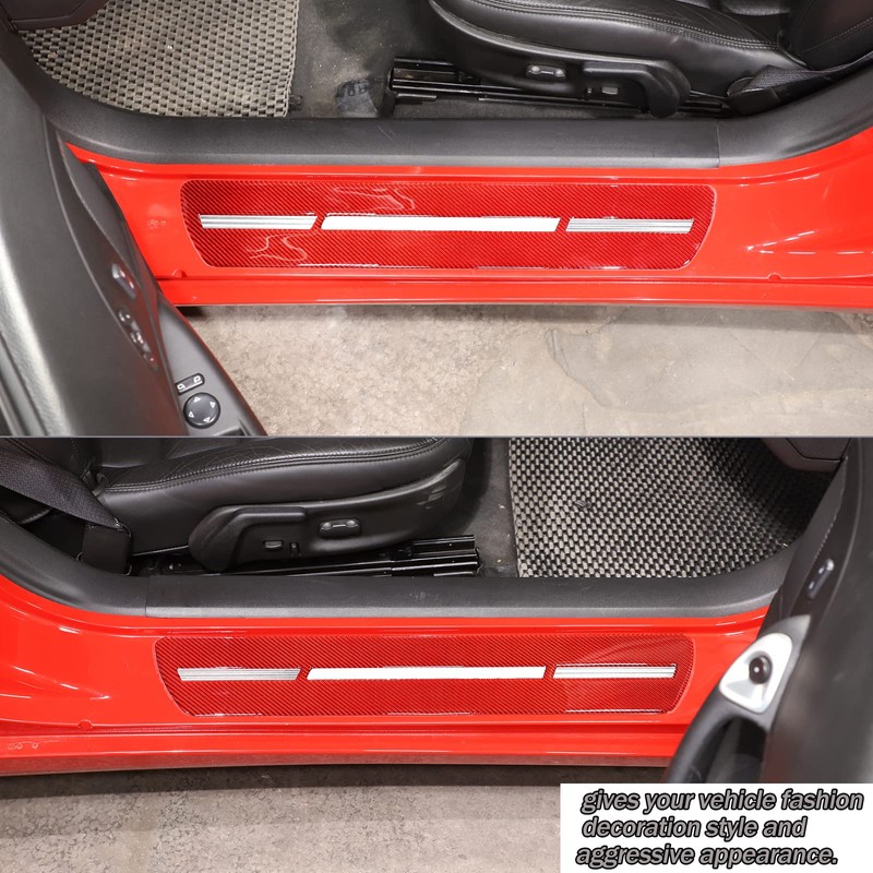 Lcojicep Car Door Sill Guard Trim StickerCompatible with Corvette C6