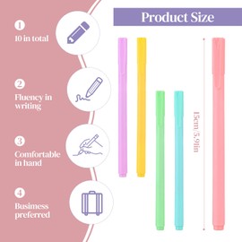 Gel Pens Set 10 Pack – 0.5mm Fine Point Japanese Black Ink Pens with Morandi & Pastel Colours, Smooth Writing Stationery Set with Grip & Metal Clip – Retractable for School & Office Use