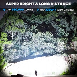 AURASEASON Flashlights High Lumens Rechargeable 2 Pack, 90,000 Lumens Super Bright Flashlight, LED Powerful Flash Light, 7 Modes with COB Work Light, IPX7 Waterproof for Outdoor Camping Hiking