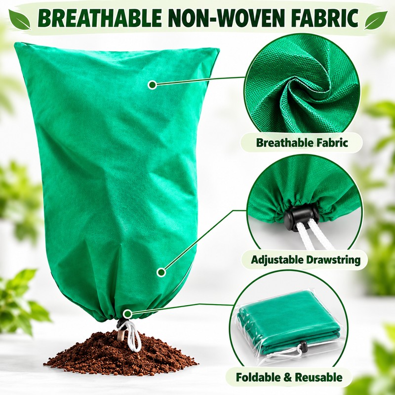 Drawstring Plant Frost Protection Covers for Outdoor Trees and Shrubs