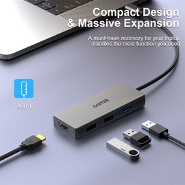 USB C Hub, 4 in 1 USB C to HDMI Multiport Adapter, USB C Dongle with 4K HDMI, USB 3.0/2 2.0 Port Compatible with MacBook Pro/MacBook Air M1 2020 and More Type C Devices