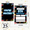 Beshoul Birthday Invitations - Glow Neon 9th Bday Invites with