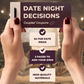 Date Night Ideas Coupon Book – 54 Fun & Romantic Date Ideas for Him, Her, Girlfriend, Boyfriend, Wife, or Husband – Perfect Couples Gift for Christmas, Valentines, Birthdays, or Special Occasions