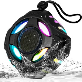 comiso Waterproof Speaker with Robust Bass, Shower Speaker with Dynamic Light, TWS Mode, Loud HD Sound, IP67 Waterproof, 2000mAh, Portable Wireless Speakers for Home, Outdoor/Kayak, Gift for Unisex.