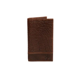 STS Ranchwear Men's Full Grain Leather Croc Long Bifold Wallet