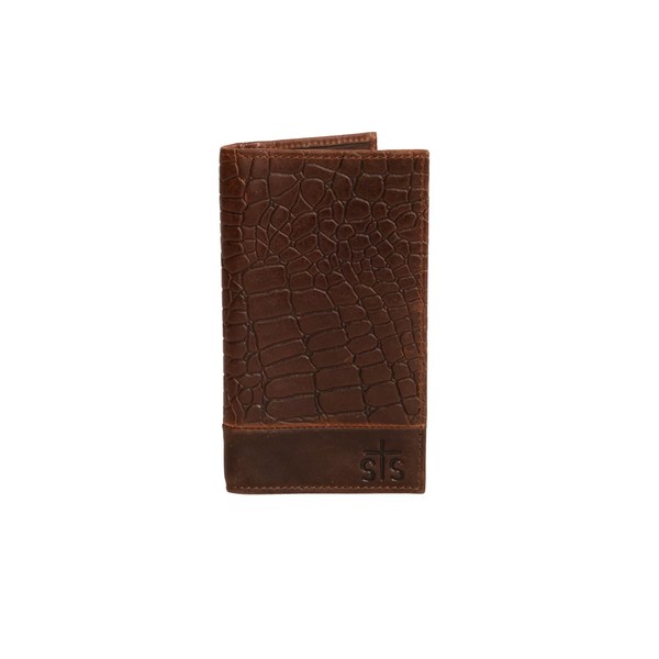STS Ranchwear Men's Full Grain Leather Croc Long Bifold Wallet