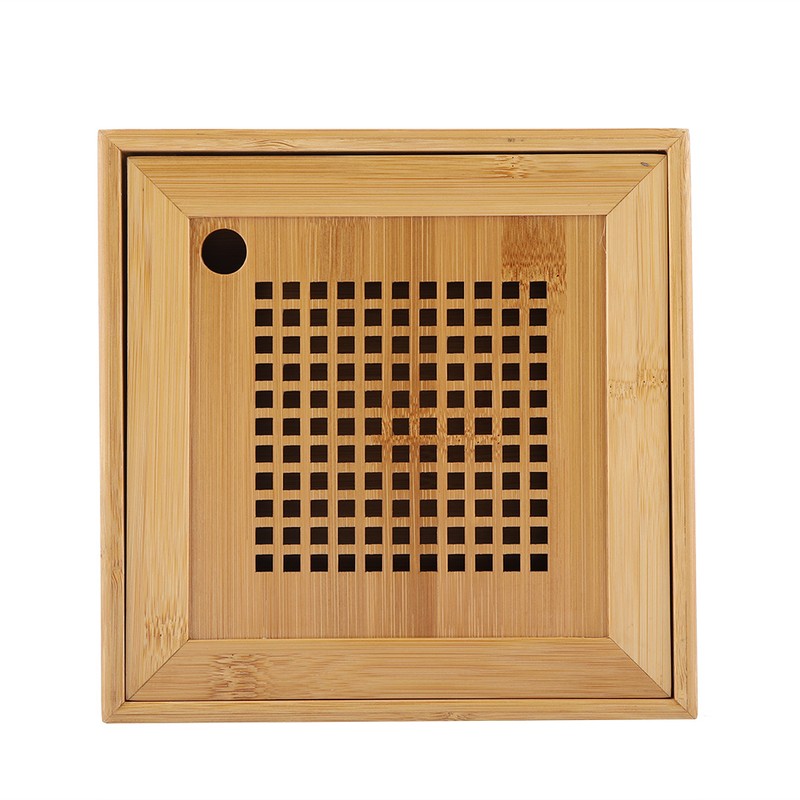 Mini Square Wooden Kongfu Tea Water Storage Serving Tray