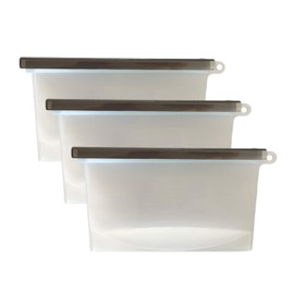 Ecozip, Set 3 Bolsas Reutilizables de Silicón para Almacenamiento de Comida, Súper Resistentes, para Guardar, Congelar, Cocinar, Úsalas en Microondas, Lavaplatos, Tamaño Snack 500 mL (Negro)