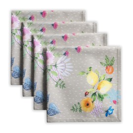 Maison d' Hermine Napkins 100% Cotton Decorative Easter Napkin Washable Cloth Napkins Set of 4 for Home, Wedding, Restaurant, Buffet Party & Camping, Jardin D'Ete-Fog - Spring/Summer (45cm x 45cm)