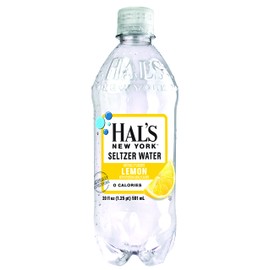 Hal's New York Seltzer Carbonated Lemon Flavored Sparkling Water, Zero Sugar, Zero Calorie, Zero Carbs, 20 Fl Oz (Pack of 6)