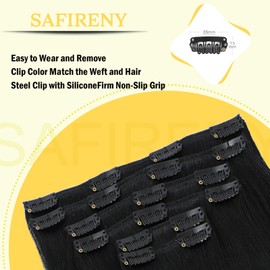 SAFIRENY Clip in Hair Extensions Human Hair, #2 Dark Brown,16 Inch 100g,6pcs Per with 18 Clips, Remy Human Hair Clip in Hair Extensions Straight for Fashion Women Brown Hair Extensions(#2,16'')