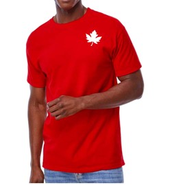 Mens Canada Day T-Shirt, Premium Maple Leaf Tshirt for Men, Minimalist Canada Shirt L1, Red (M)
