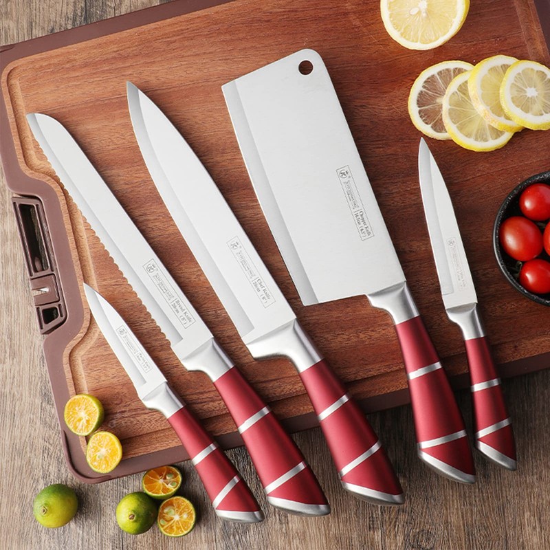 Kitchen Knife Set, 9-Piece Red Kitchen Knife Set with Acrylic