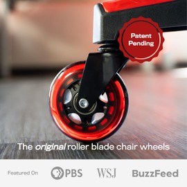 The Office Oasis Original Rollerblade Office Chair Wheels (As Seen On PBS) - Smooth & Quiet Casters - Safe for Hardwood Floors & Carpet - Easy Installation with Universal Fit - Set of 5 - Red