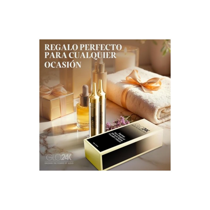 GLO24K Crema de estiramiento facial instantánea con oro de 24k,