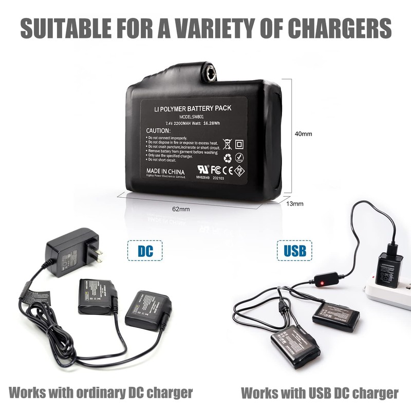 SNOW DEER 7.4V 2200MAH Rechargeable Li-ion Batteries (1pcs Battary only,not