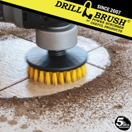 Threaded 5-inch Scrubber - All Purpose Cleaning Supplies - Scrub Brush fits Electric, Pneumatic DA Rotary Polishers - Bathroom Rugs - Cleans Carpet - Floor Scrubber - Shower Cleaner - Grout Cleaner