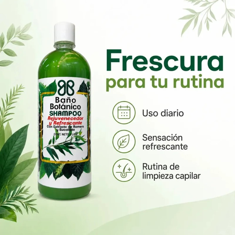Shampoo Rejuvenecedor Romero Y Eucalipto 1lt Baño Botánico