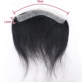 Protesis Capilar Hombre Tupé de pelo liso for hombre, línea de cabello Frontal estilo V for hombres, 100% cabello humano Remy, 0,06mm, piel ultrafina, Base de PU, prótesis capilar for hombres Tupé Hom