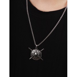 HAQUIL Vintage Warrior Shield Necklace Necklace for Men Vintage Ancient Amulet Pendant Jewelry Gift