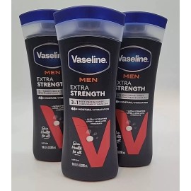 Vaseline 3x Vaseline Men Extra Strength Moisture Body & Face Lotion Non-Greasy 10 Fl Oz