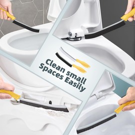 TQRR Toilet Brush, 2 Pcs Bathroom Cleaning Brush, Toilet Scrubber, Deep Toilet Bowl Brush with Hanging Hole, Multifunctional Gap Cleaning Brush, Bristles for Kitchen Sinks, Tub,Shower (6, Yellow)