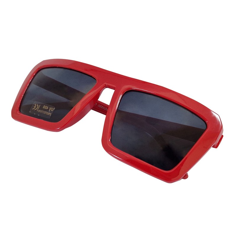 Komonee Sunglasses Red Thick Frame Black Lens Tint Glasses Designer
