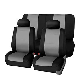 akhan SB614 Seat Cover Set, for Vehicles with or without Side Airbags, Black, Grey
