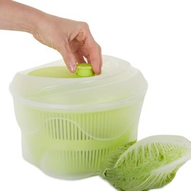 KAYNUR Salad Spinner Fruit, Veg, Leaf Dryer, Large Capacity, with Clear Serving Bowl Easy Drain System, Non-Slip Base, Green
