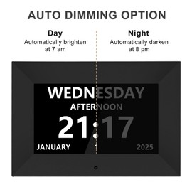 TIXINPO 7" Extra Large Digital Dementia Clock - Calendar Alarm Clock for Seniors with 20 Reminders, 12 Alarms, Auto-Dimming, Easy-Read Display for Vision Impaired & Memory Loss Elderly