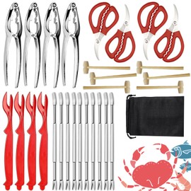 Crab Leg Crackers and Tools for Seafood,29 PCS Lobster Crackers Crab Tools Forks for Eating Nut Crackers Set for All Nuts（29pcs）