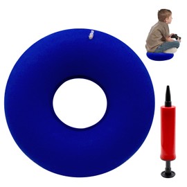 Griwuut Inflatable Donut Cushion 40cm with Hand Pump, Soft Ring Seat Pad for Pressure Relief While Sitting or Lying, Travel Air Pillow for Chair, Car, Home or Neck Support (Blue)