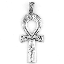 KemetArt Egyptian Jewelry Silver Akhenaten Ankh Pendant