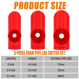 RZCOMP Pipe Insulation Foam Cutter, Foam Pipe Cutter, Suitable for 15/22/28 mm Diameter Cutting Tool for Soling Copper Pipes, Pipe Insulation Foam (Red)