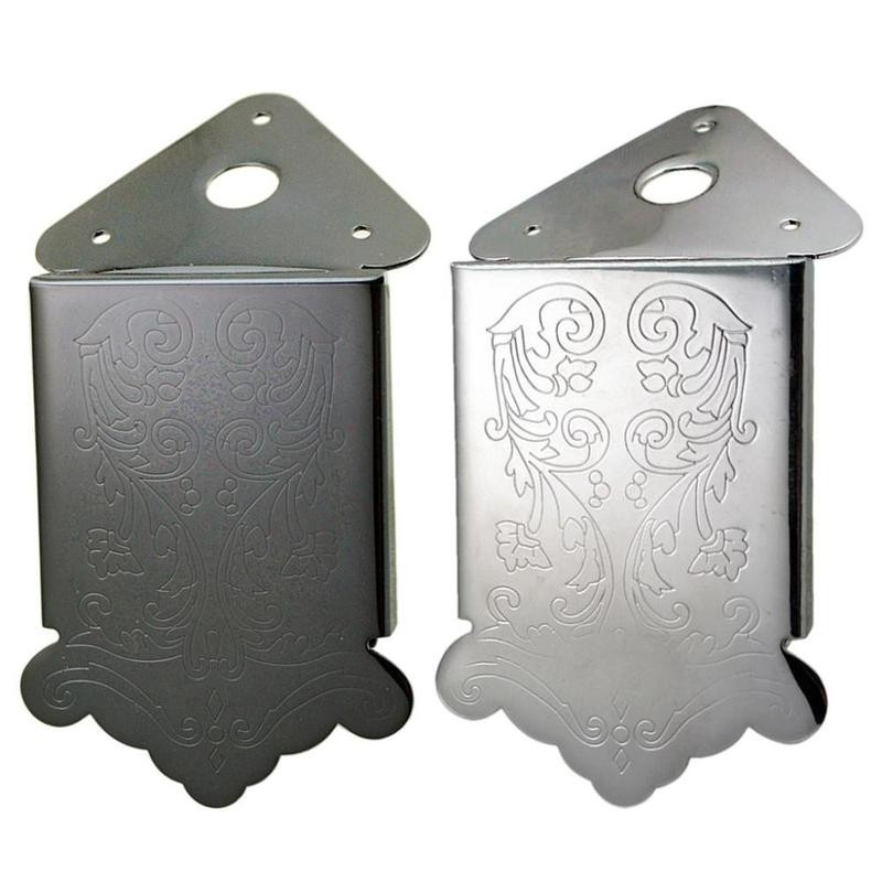 1Pc Mandolin Tailpiece Bridge Tail Flower Pattern Metal - Color: