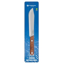 Condor Tool & Knife Butcher Knife - 1075 High Carbon Steel - Walnut Riveted Handle - Full Tang Construction with Blasted Satin Finish - 7 in Blade - 5.3oz (2mm Thick)