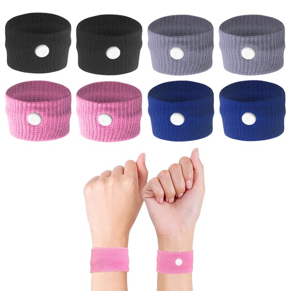 4 Pairs Travel Sickness Bands, 4 Color Motion Sickness Bands for Kids, Anti Nausea Wristband for Motion Sickness and Seasickness, 3x5 CM