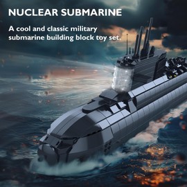 JMBricklayer Nuclear Submarine Building Sets for Adults Men, Military Submarine Toys with Lights, WW2 History Collectible Home Decor Battleship Construction Set, Army Toy Gifts, 1498PCS
