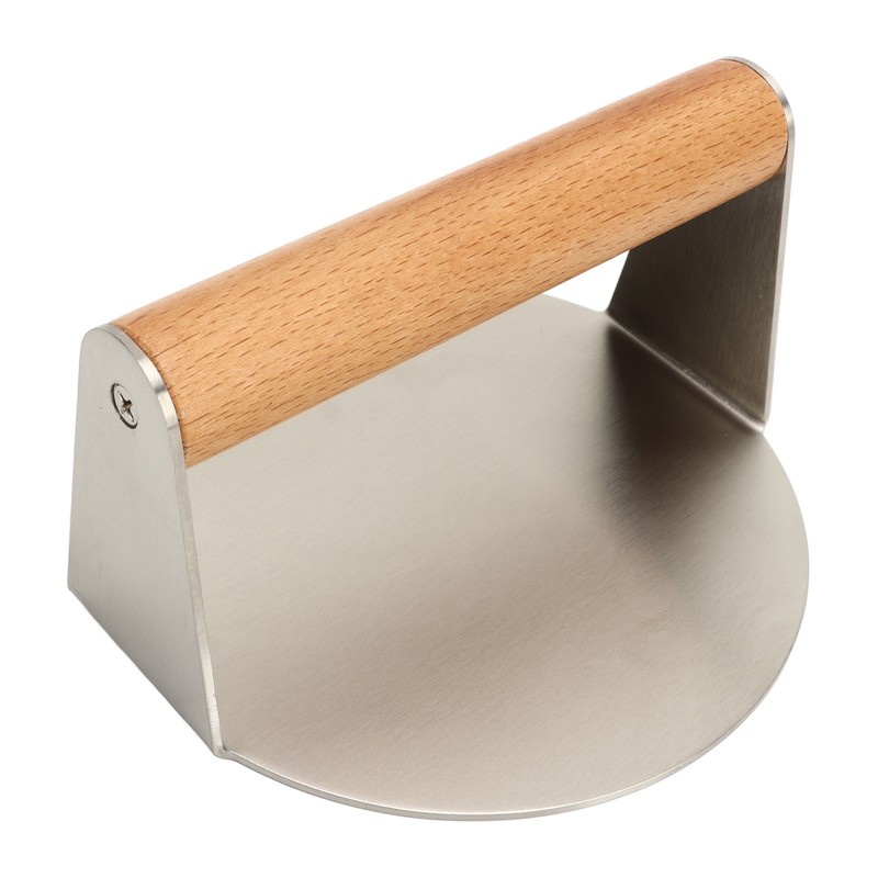 Hamburger Press 304 Stainless Steel Smooth Surface Wooden Handle Easy