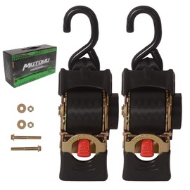MOTO4U 2PCS Bolt on Retractable Ratchet Straps Heavy Duty Transom Straps (2" x 9') Boat Tie Down Straps Boat Trailer Straps with Bolt Set for Boat ATV Trailers 3000LBS/1360KG