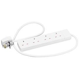 Slamtech® 2m White 4 Gang Power Strip Extension Cord Mains Plug