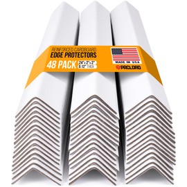 Paclord 24" x 2" x 2" Reinforced Cardboard Edge Protectors, White (Pack of 48) – 0.12" Thick Medium-Duty Cardboard Corner Protectors for Shipping – American Quality V-Board Pallet Edge Protectors