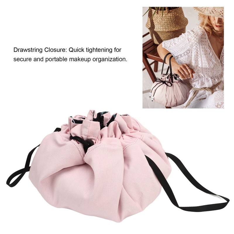 Drawstring Makeup Bags Cosmetic Bags Large Capacity Inner Zipper Pockets