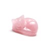 JSDDE Rose Quartz Crystal Sleeping Cat Figurine for Cat Lovers