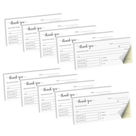Roll Maven 10 Pack Thank You Receipt Book 2-Pack, 2.75x6 Pocket Size 2-Part Carbonless, White/Yellow Cute Handheld Duplicate Copy Order Form for Craft Boutique Business (50 Sets)