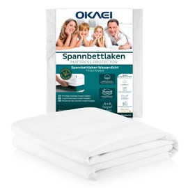 Okaei Mattress Protector 60 x 120 cm Baby cm Waterproof Surface Made of 100% Cotton Breathable Mattress Topper Washable Oeko-Tex Certified All Mattresses + 20 cm Fitted Sheet