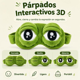 3D Frog Sleep Mask, Funny Frog Eye Mask for Sleeping with Adjustable Strap, Soft Plush Eye Cover for Adults, Women, Men, Travel and Nap
